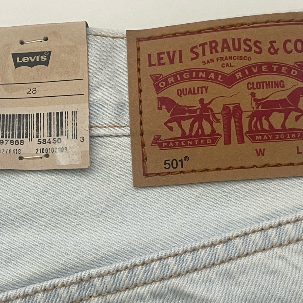 Levi's 501 Original High Rise Denim Shorts NWT Size 28 - Picture 4 of 4